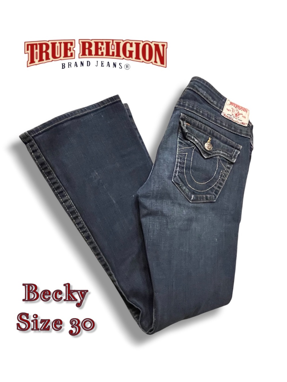 True Religion Becky Bootcut Jeans Size 30 Dark Wash